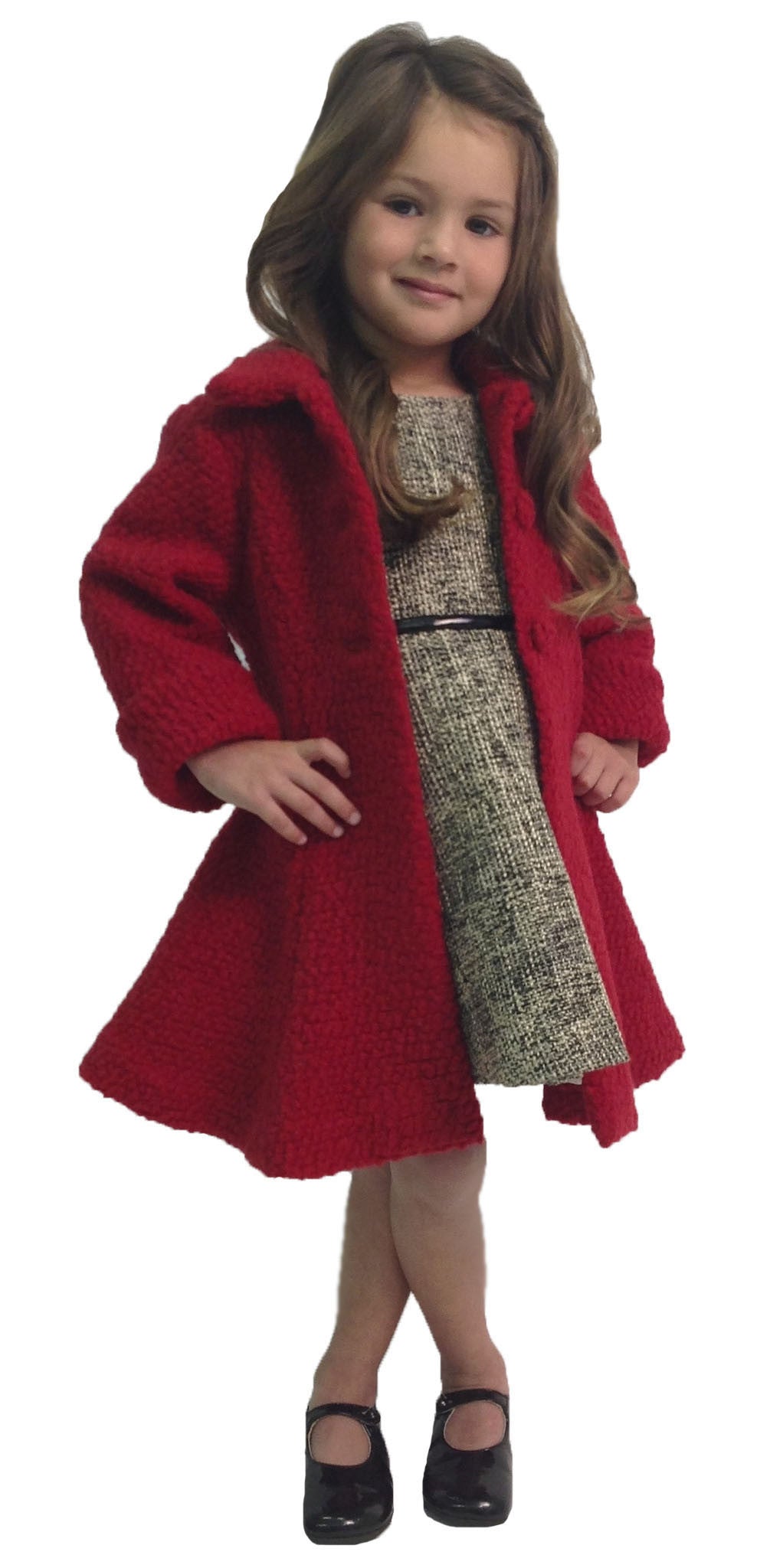 Helena and Harry Girl's Red Boucle Coat