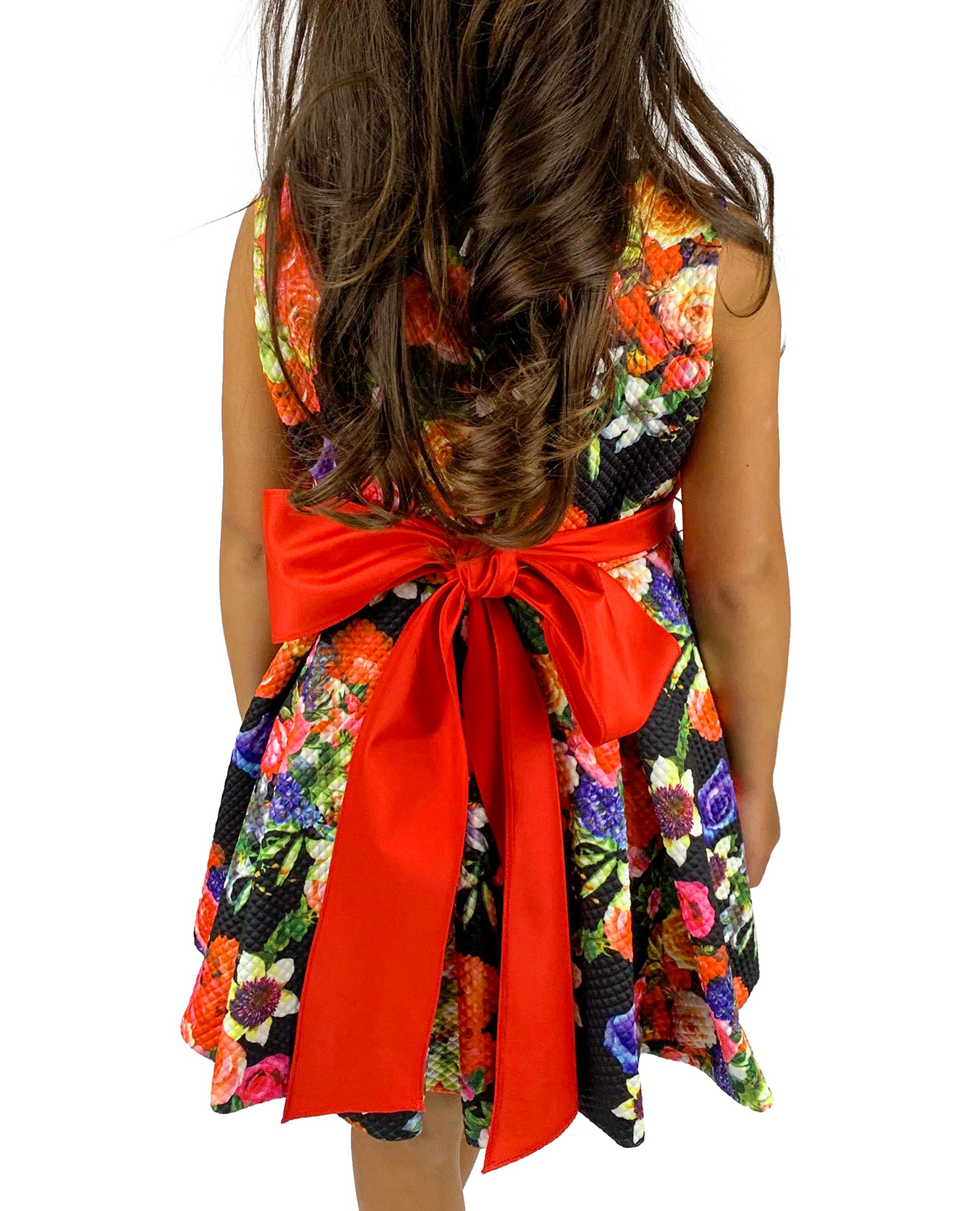 Helena and Harry Girl's Black Floral Holiday Bouquet Dress HELENA