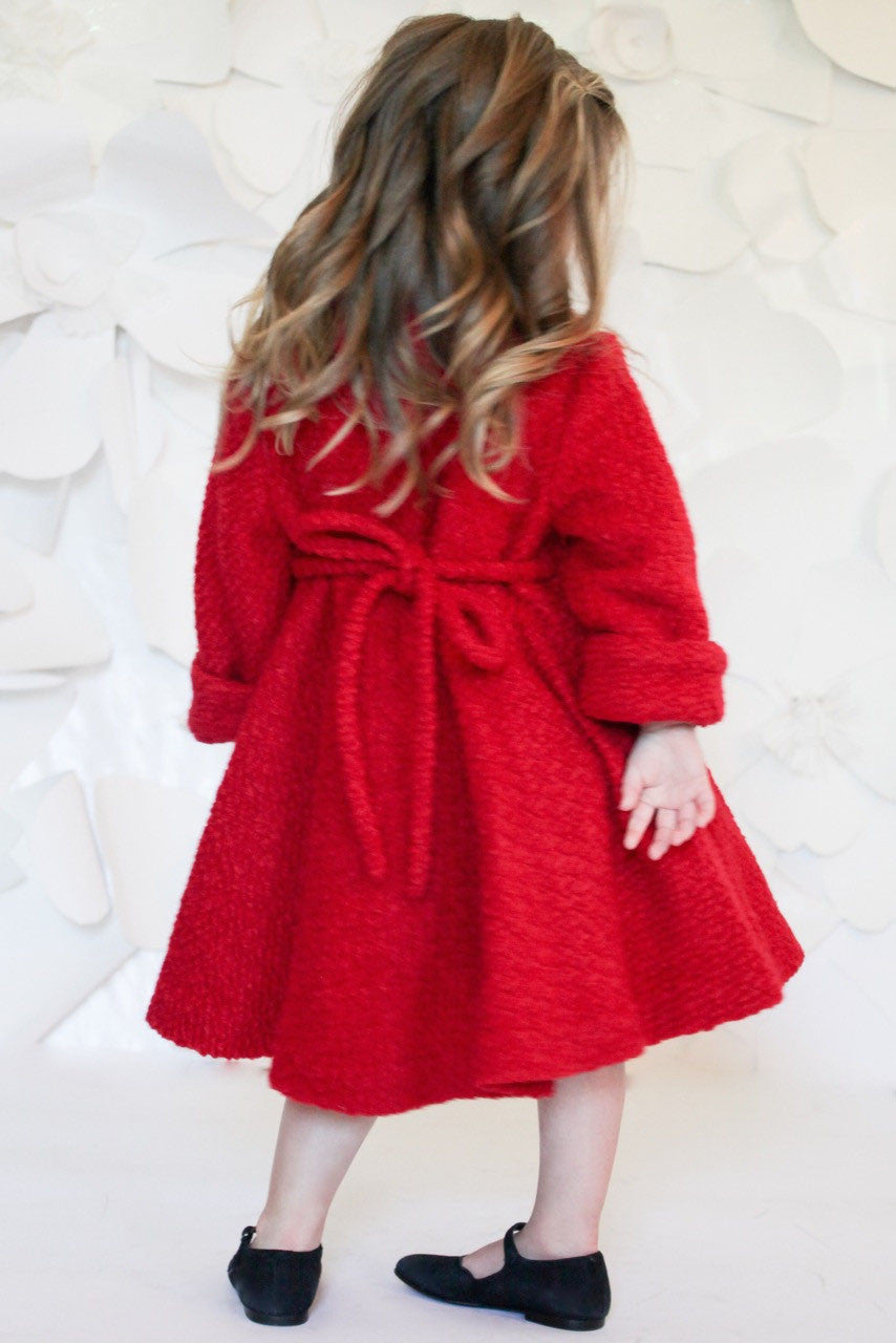Helena and Harry Girl's Red Boucle Coat