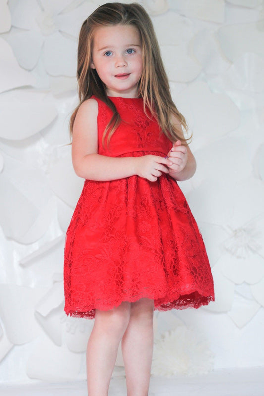 Helena and Harry Girl's Red Lace Dress