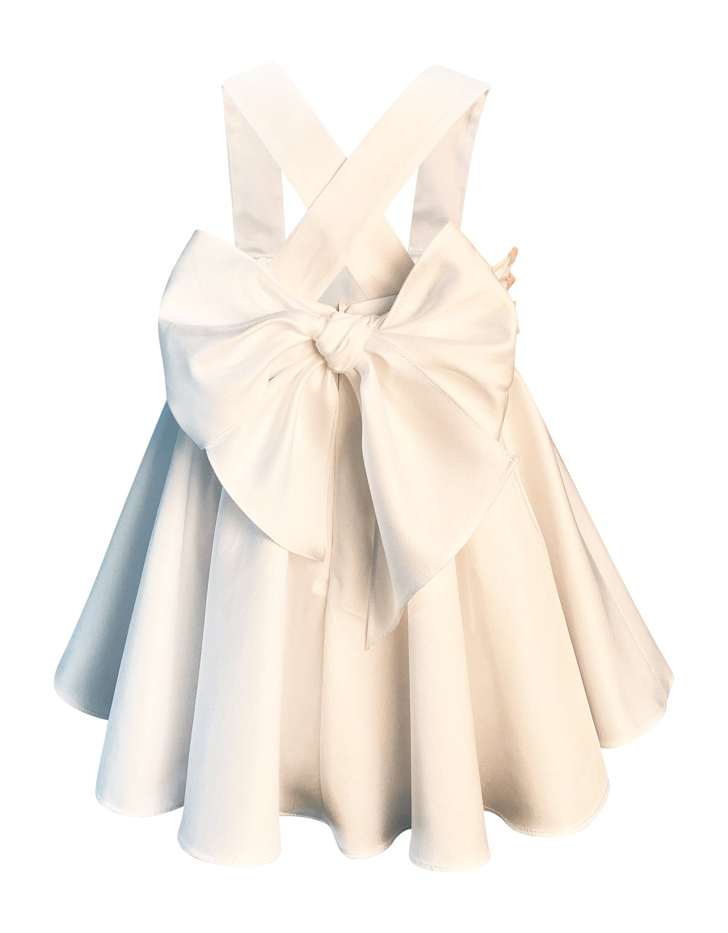 Helena and Harry Girl's White Sundress with Blush Pink Ruffles