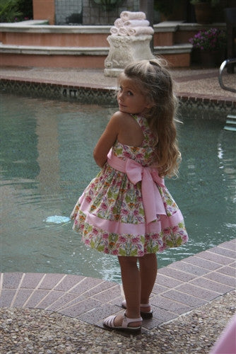 Helena and Harry Girl's Pastel Pink Printed Sundress