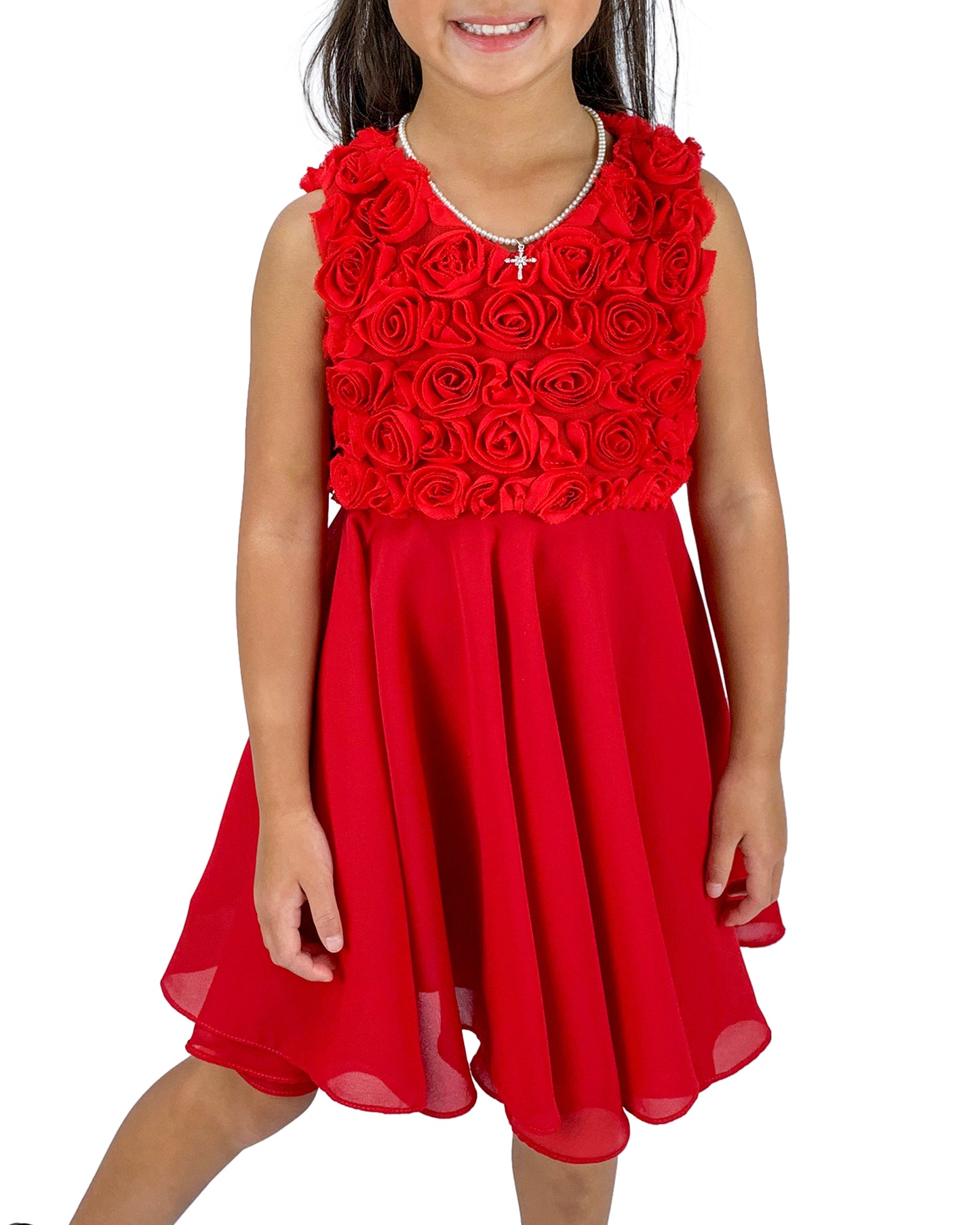 Helena and Harry Girl's Red Rosette Dress
