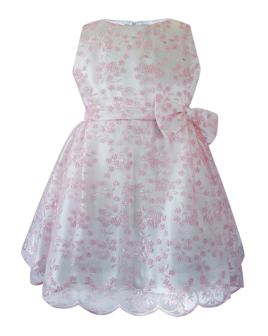Helena and Harry Girl's Pink Lace Side Bow Dress