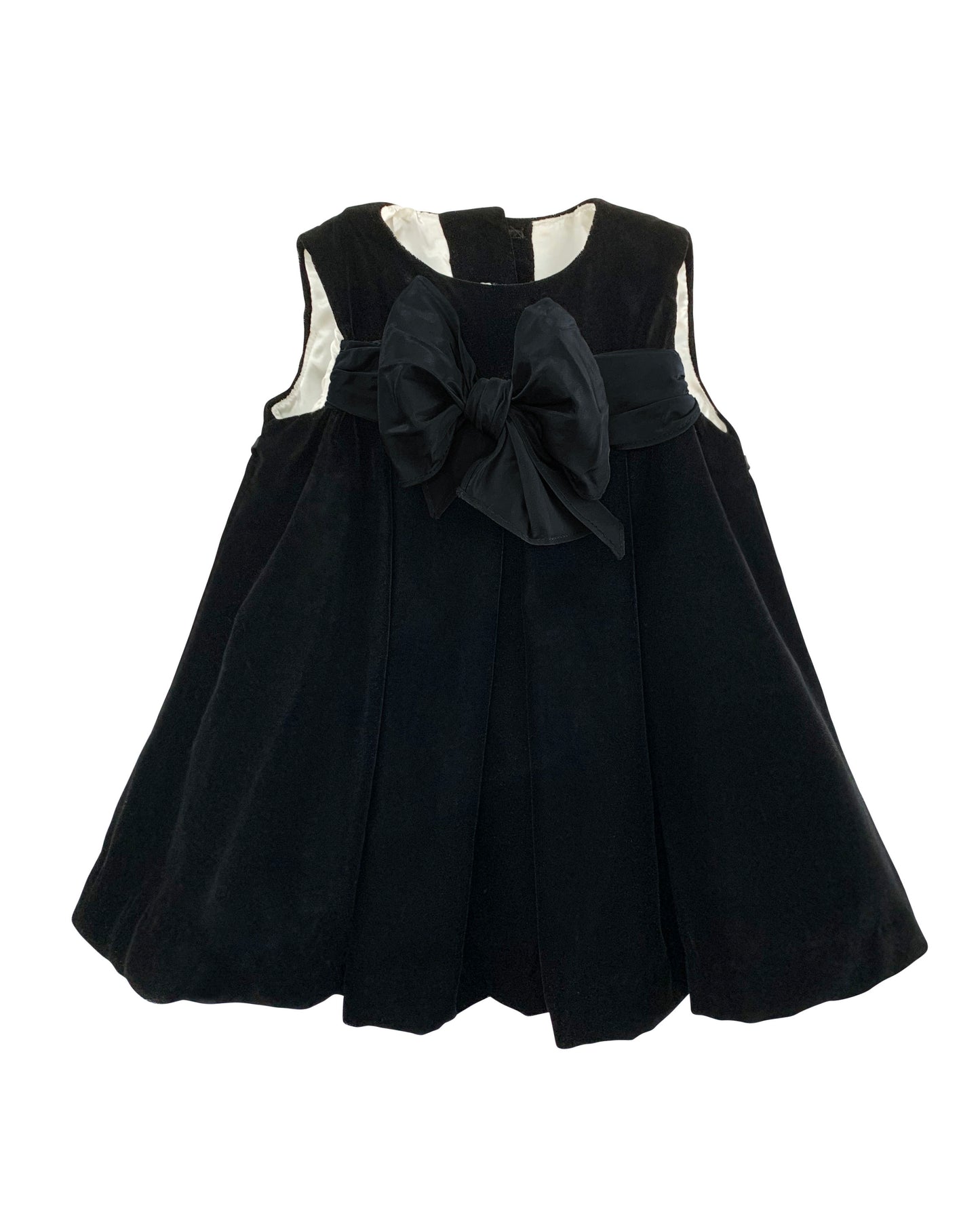 Helena and Harry Girl's Black Velvet and Taffeta Bow Front Dress