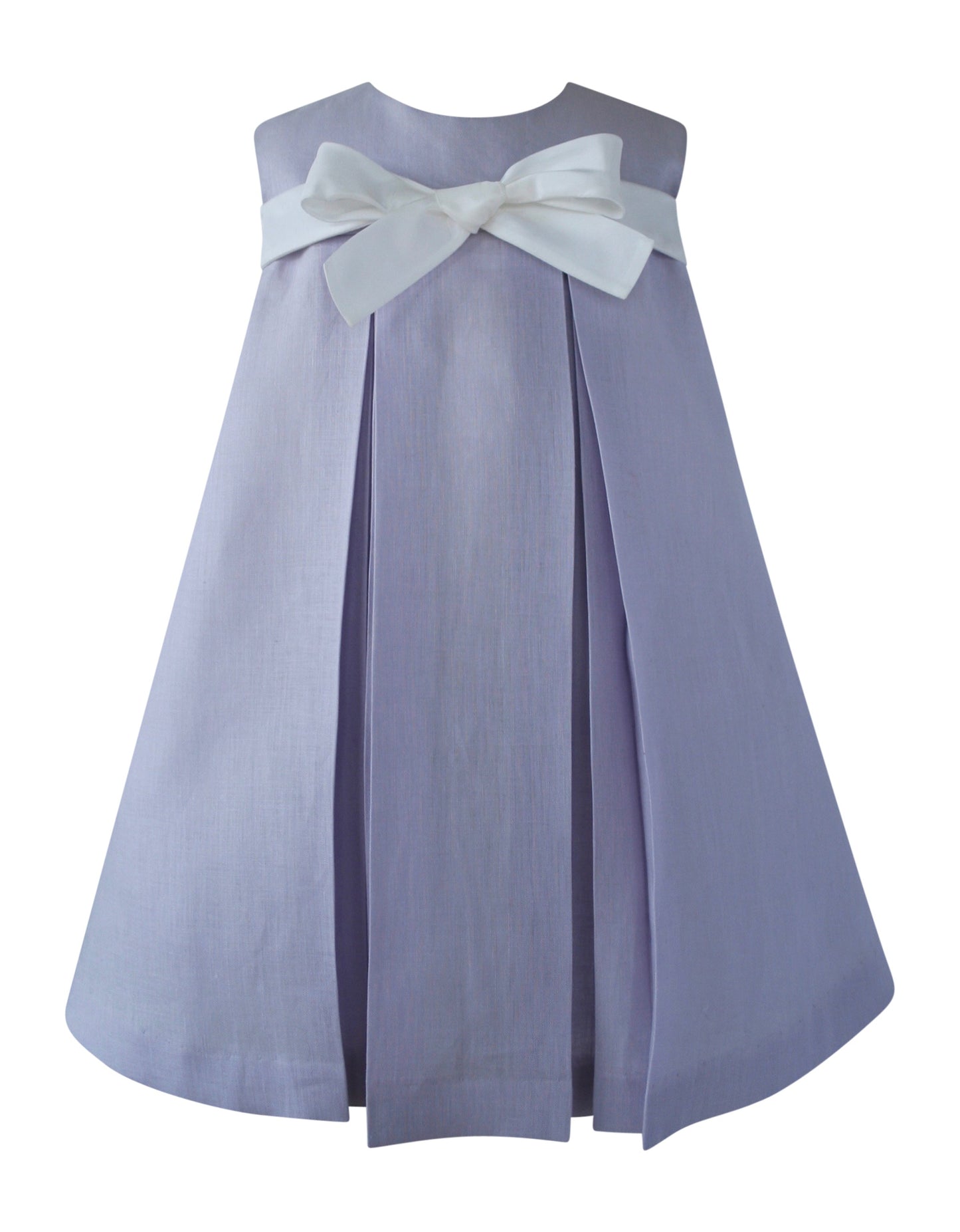 Helena and Harry Girl's Lavender Linen Bow Front Dress