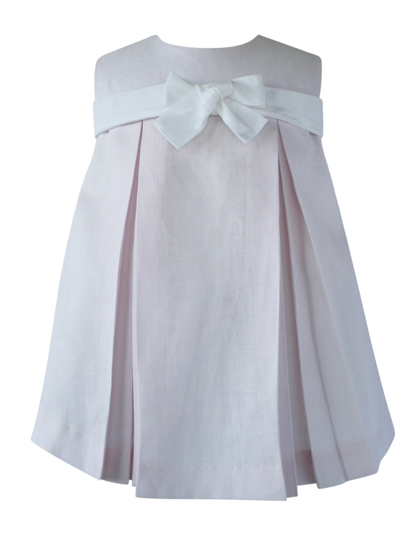 Helena and Harry Girl's Light Pink Linen Bow Front Dress