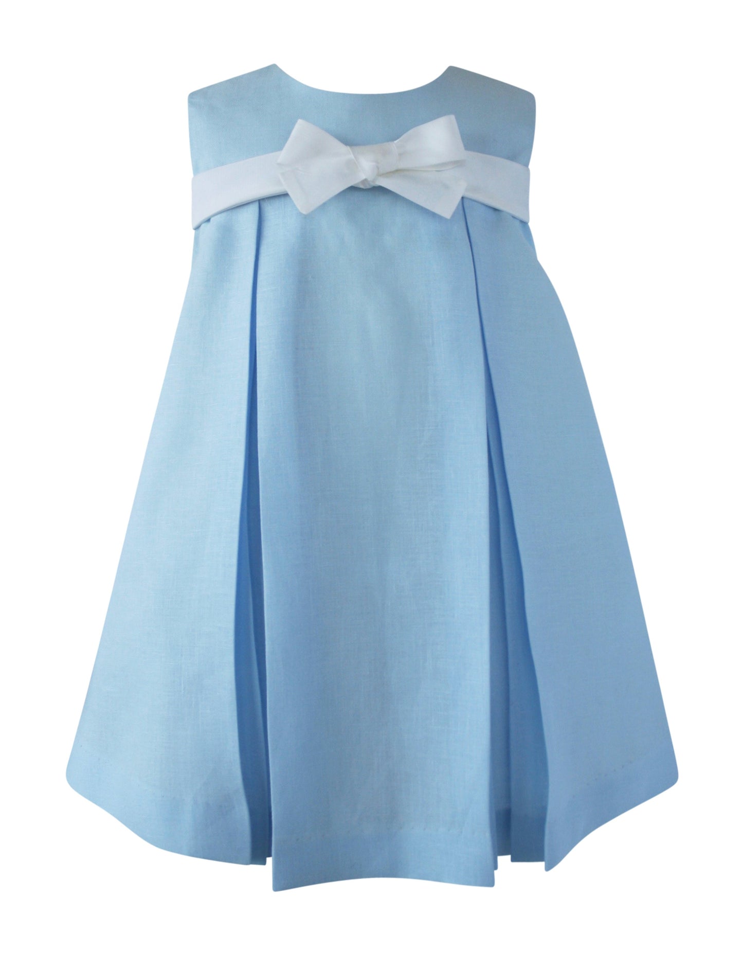Helena and Harry Girl's Blue Linen Bow Front Dress