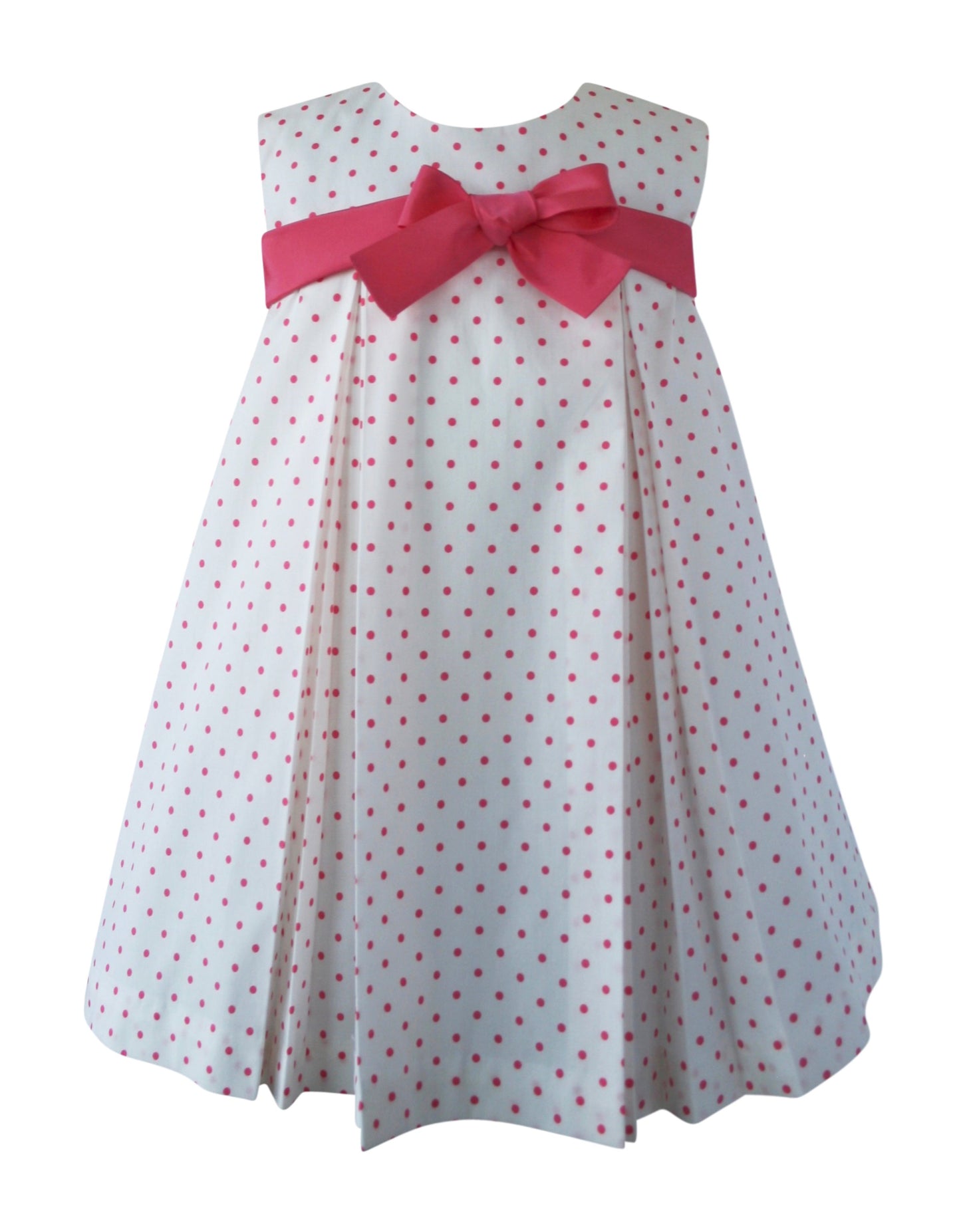 Helena and Harry Girl's Coral Baby Dots Bow Front Dress