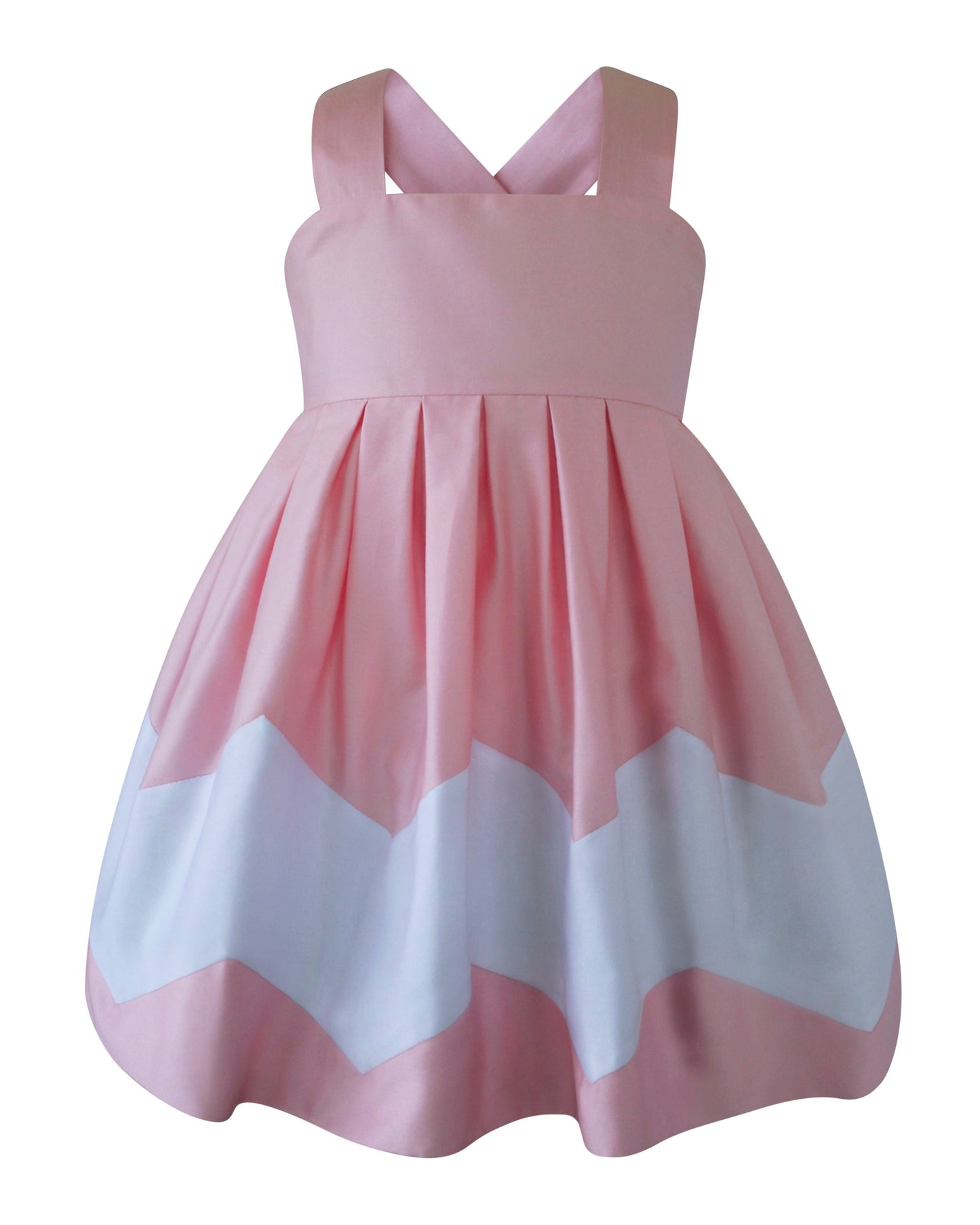 Helena and Harry Girl's Pink and White Chevron Sundress