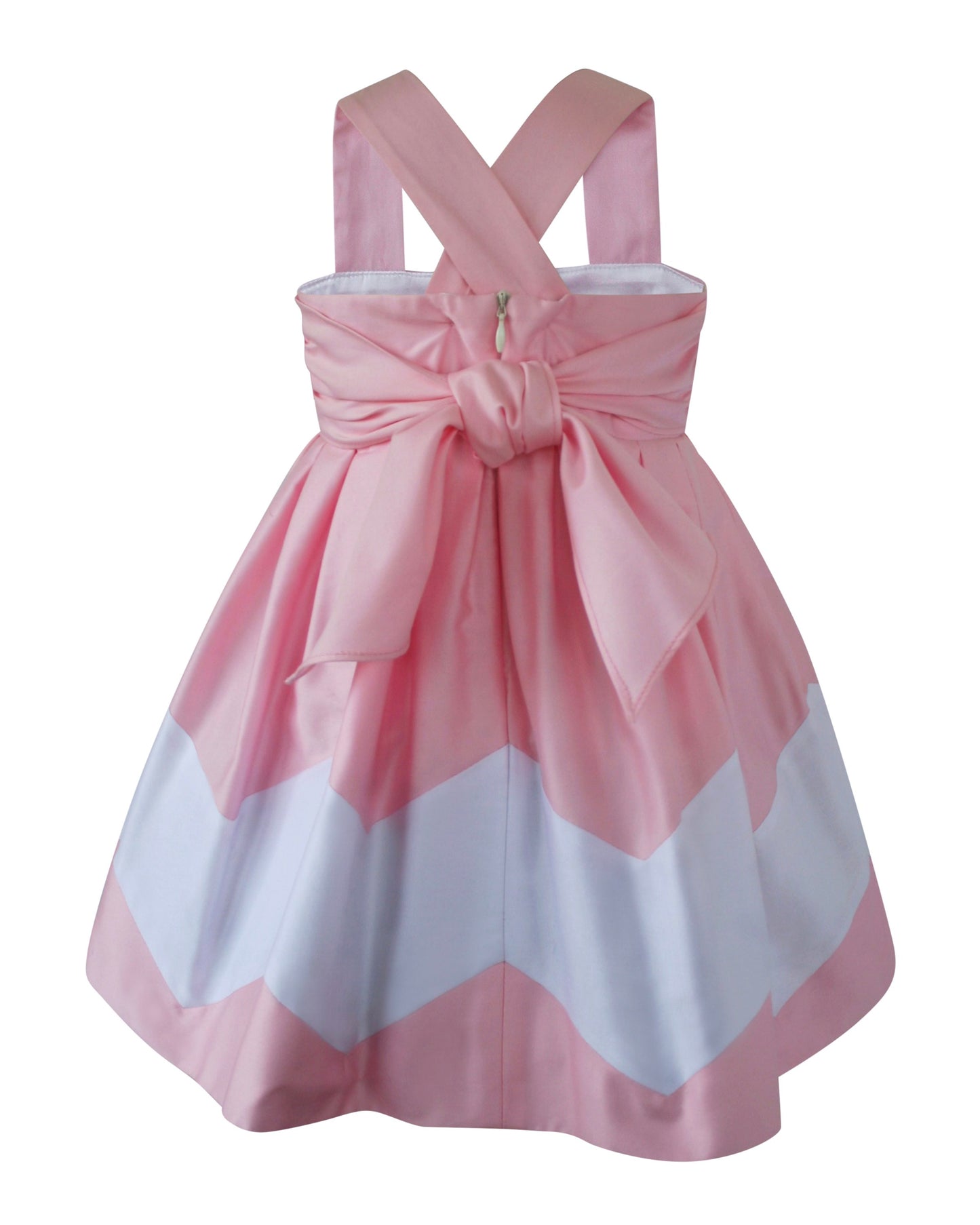 Helena and Harry Girl's Pink and White Chevron Sundress