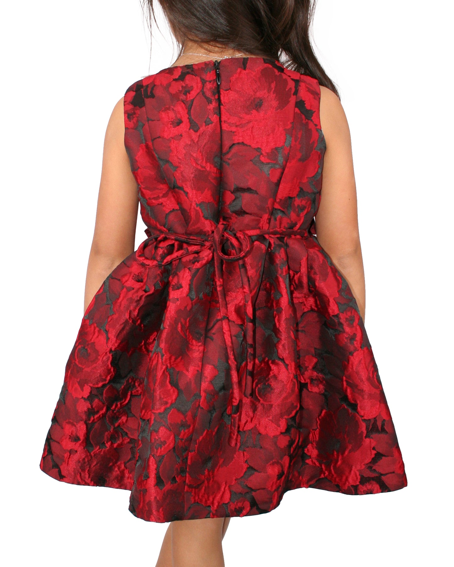 Helena and Harry Girl's Red Jacquard Dress