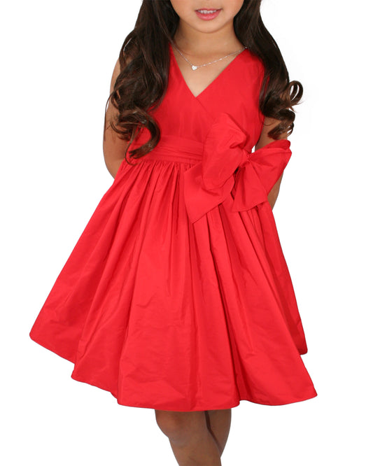 Helena and Harry Girl's Red Fine Cotton Wrap Dress