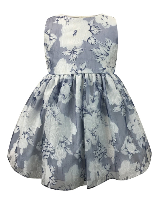 Helena and Harry Girl's Camellias on Navy Organza Dress